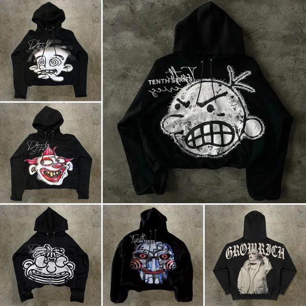 

Men's Hoodies Streetwear Pullover Hoodie Haruku Hip Hop Cartoon Graphic Print Oversized Sweatshirt Gothic Clothing Men Women, Brown