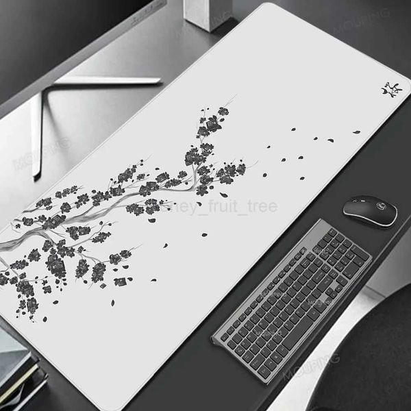 Japan Cherry Blossom Mouse Pad Gray Laptops Gaming Deskmat Sakura Mousepad Anime Office Carpet Gamer Keyboard Computer DesksM240802