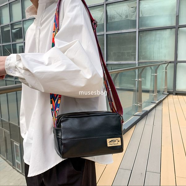 

Trendy men's ribbon shoulder bag casual Japanese and Korean men's bag crossbody bag sports men's and women's mobile phone small square bag batch, Brown