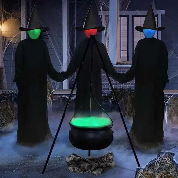 

30.7in Halloween Decor Outdoor Large Witch Cauldron On Tripod Black Plastic Bowl Party Hocus Pocus Candy Bucket For Yard Lawn Y240801