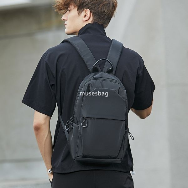 

China-Chic mini backpack men's fashion brand lightweight student schoolbag outdoor sports travel small backpack men's bag women, Black