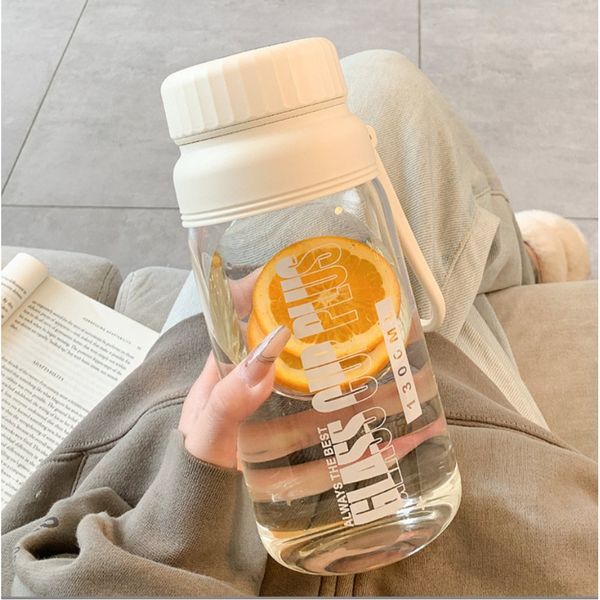 

Single layer large capacity glass water sports outdoor fashion with filter travel men's and women's tea cup bz011, 1300ml white class glass cup
