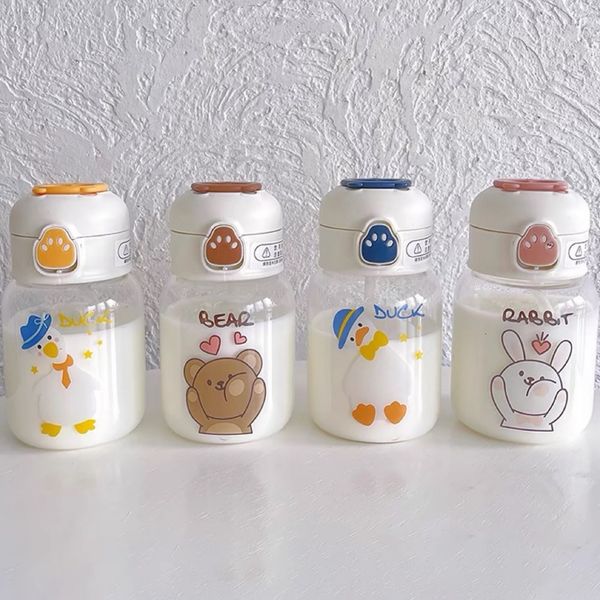 

Cute female student food grade straw thick glass wholesale mini compact summer water cup portable children pregnant women bz015, White
