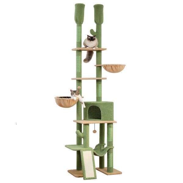 

Cactus tree or standing tower, adjustable height (85-112 inches), 7-story climbing activity center, equipped with comfortable hammoc, 5 platforms, and, Beige