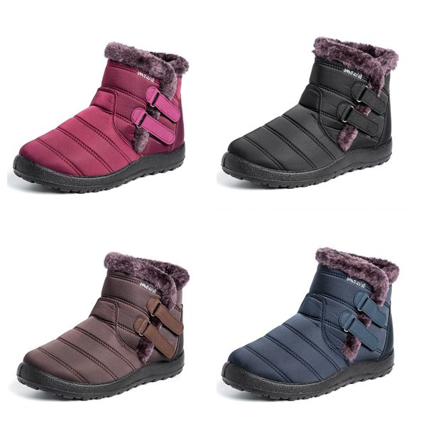 

Snow Boots Cotton shoes waterproof Thickened anti cold velvet plus size womens Winter slip on Ankle Boots non-slip red, Blue