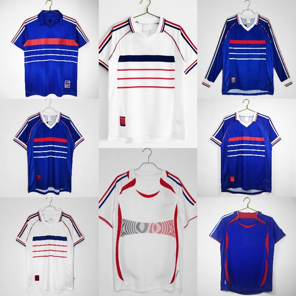 

1984 1990 1996 1998 2006 Retro version soccer jersey ZIDANE HENRY MAILLOT DE FOOT Soccer shirt 1998finalsHome Trezeguet football uniform Blue white