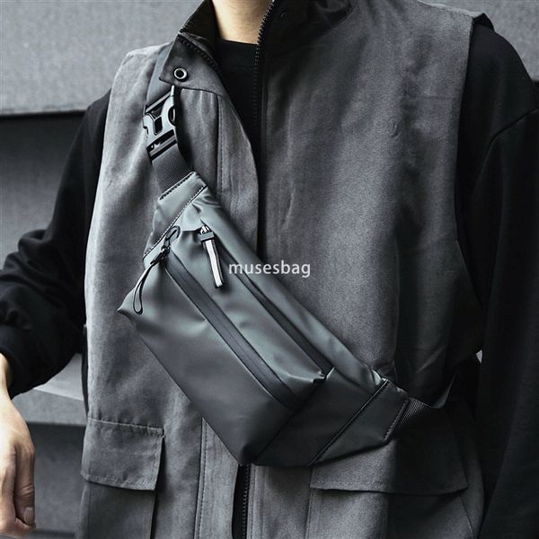 

Fashionable waist bag men's chest bag single shoulder crossbody waterproof cycling sports street trend small backpack casual, Black