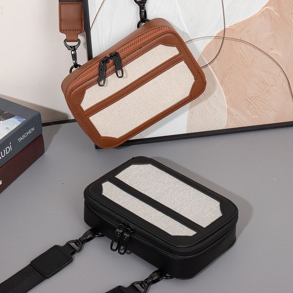 

Crossbody bag men's new high-quality small package ins Japanese simple casual shoulder bag fashion box bag wholesale, Brown