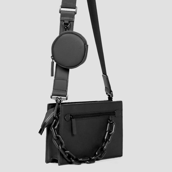 

New envelope bag men's box bag, personalized shoulder bag high-end casual and fashionable trendy brand single shoulder crossbody small square bag, Black