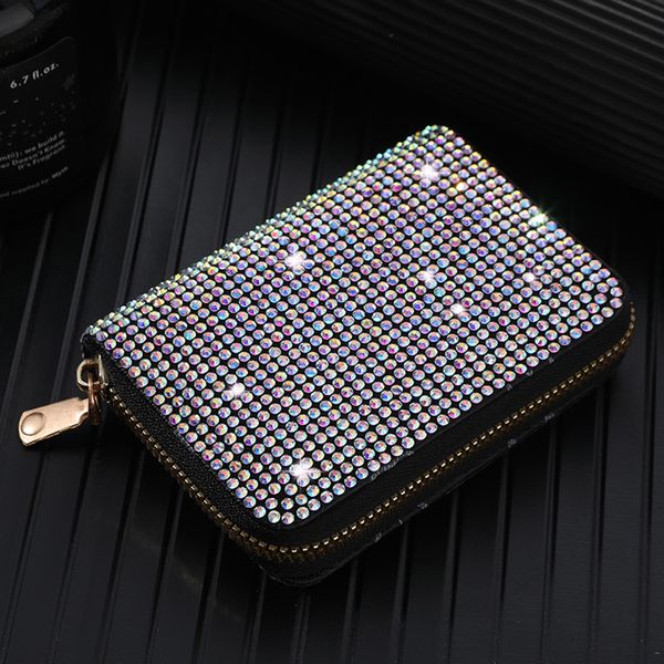 

Storage Bag Stylish Coin Purse Rhinestone Small Wallet for Women Zipper Change Card Holder Wallets, Lake blue