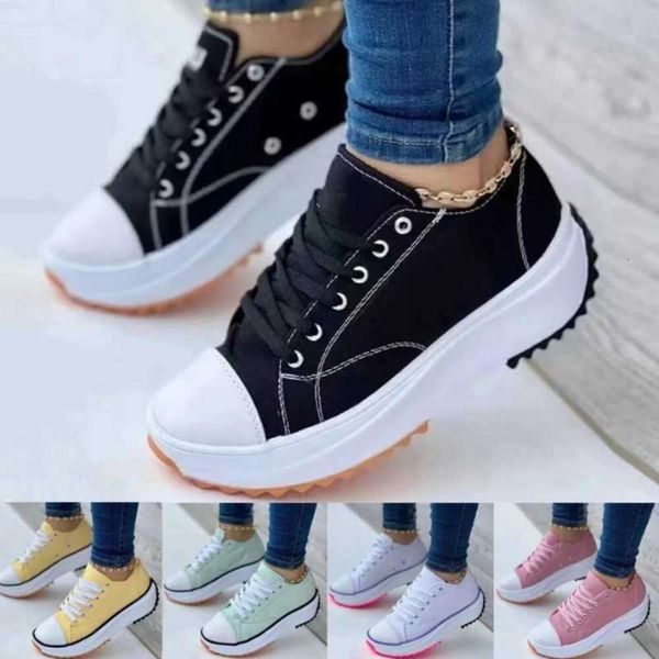 

New Casual Shoes Women Luxury Designer Platform Sneakers Woman Canvas Breathable Tennis Shoes Femlae Fashion AntiSlip Casual Sports ShoesL464, Yellow