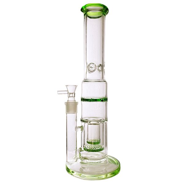

GB-650 Straight Tube Glass Bong with Honeycomb Matrix Perc - Windmill Design Oil Rig