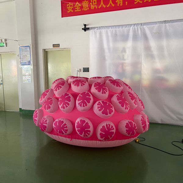 Inflatable 2m Diameter Pink Sea Coral Balloon with LED Light - Customizable Creature Decor for Exhibition