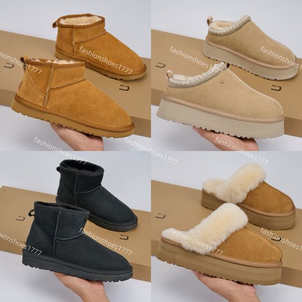 

boots designer womens australia tasman slippers luxe 2024 newest size 35-44 mini slides shoes platform australie sheepskin fur leather classic women outside pj1, Color 18