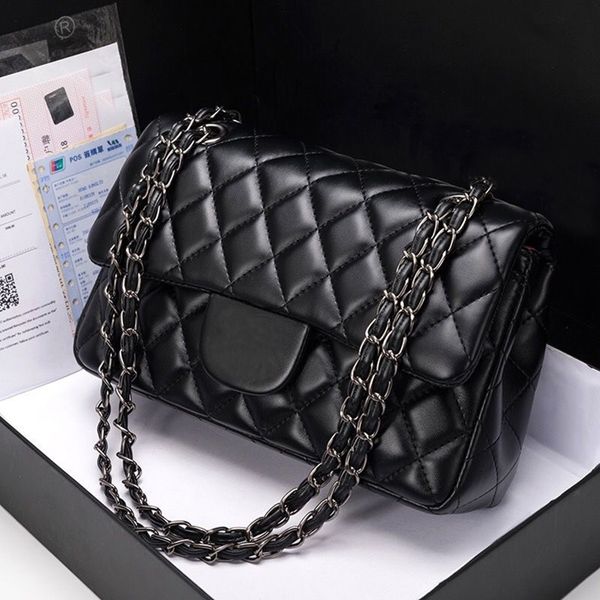 

Womens Mini Square Real Leather Medium Caviar Lambskin Quilted Purse Small Double Flap Black Shouler Box Bag Designer Maxi Chain Strap HandBag, Khaki silver chain