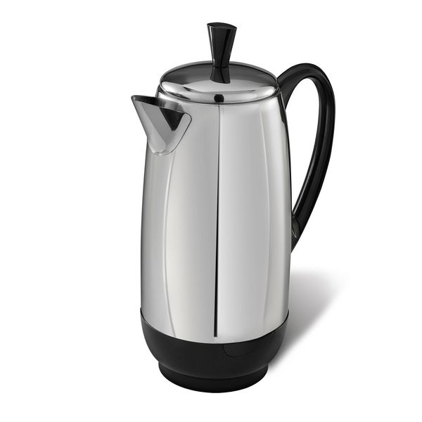 

XMSJ Electric Coffee Percolator FCP412 Stainless Steel Basket Automatic Keep Warm No-Drip Spout 12 Cup H012