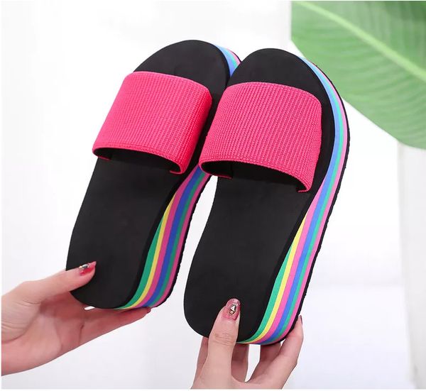 

2024 NEW Fashion Women's Summer rubber Hoof Heels Slippers Multi colored flip flops Indoor non slip bathroom slippers Beach sandals Size 36-41, Fuchsia