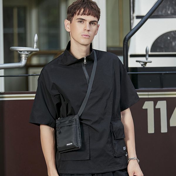 

Crossbody bag men's ins fashion small bag fashion brand shoulder bag simple casual diagonal bag men's bag new sports bag, Black