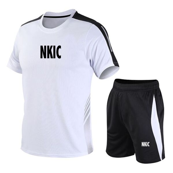 

Summer Brand Tracksuit Men's Two Piece Set Casual White T-Shirt And Shorts Set Mens Sports Suit Fashion Short Sleeve Men Suits Plus Size -5XL, White 1