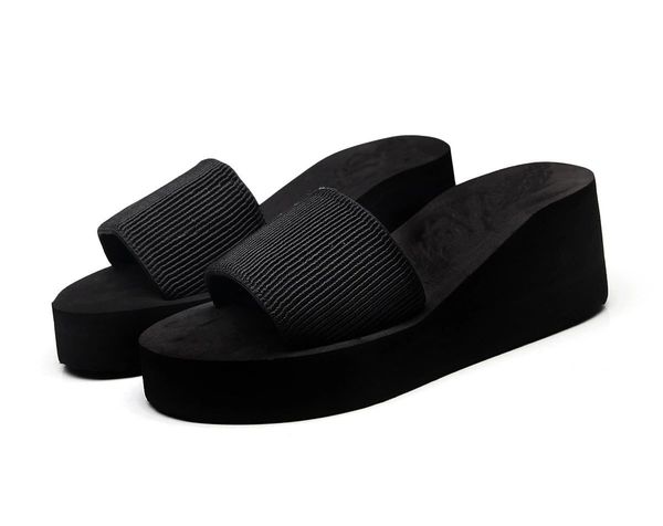 

Fashion Women's Summer rubber Black pink Hoof Heels Slippers Multi colored flip flops Indoor non slip bathroom slippers Beach sandals Size 36-41, Khaki