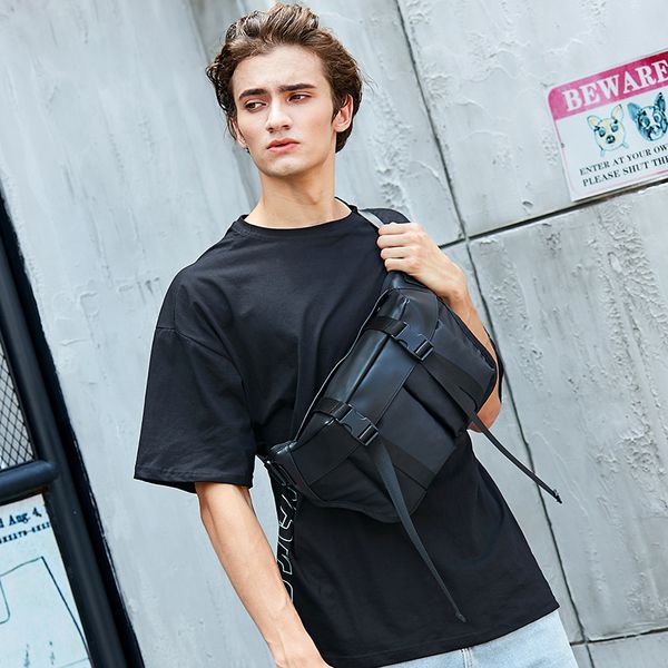 

Chest bag men's large capacity Japanese casual cargo bag shoulder bag crossbody bag men's fashion brand sports waist pack tide ins, Black