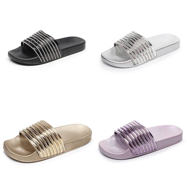

Fashion shoes Women's rubber flat bottom Gold Black Silver Slippers Small Broken Diamond Indoor sandal Bathroom Pool sandy beach Slippers Size 36-41, Red