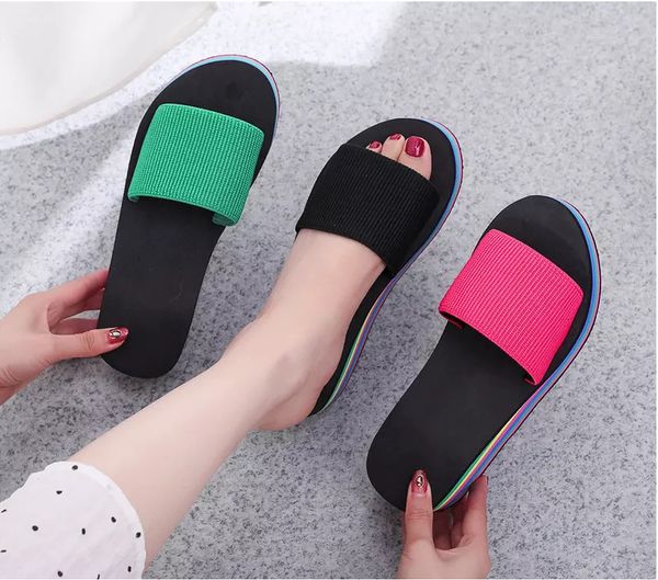 

NEW Fashion Women's Summer rubber Hoof Heels Slippers Multi colored flip flops Indoor non slip bathroom slippers Beach sandals Size 36-41, Dark green