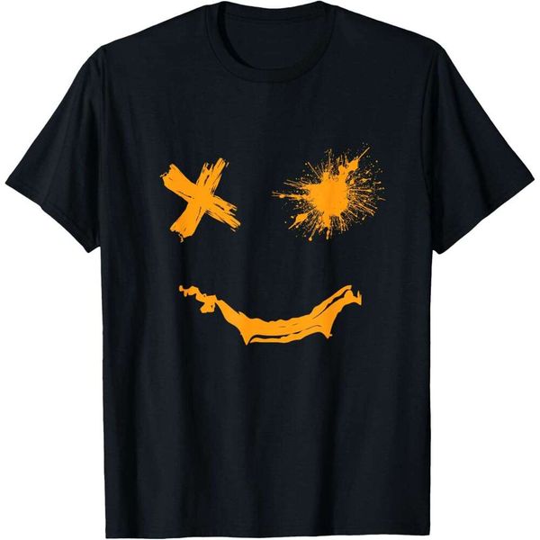

T Shirt Mens Grunge Smile Orange Color Graphic T-Shirt Shirts Tshirt Graphic Tee Casual Tops Summer Clothes Short Sleeve, Beige