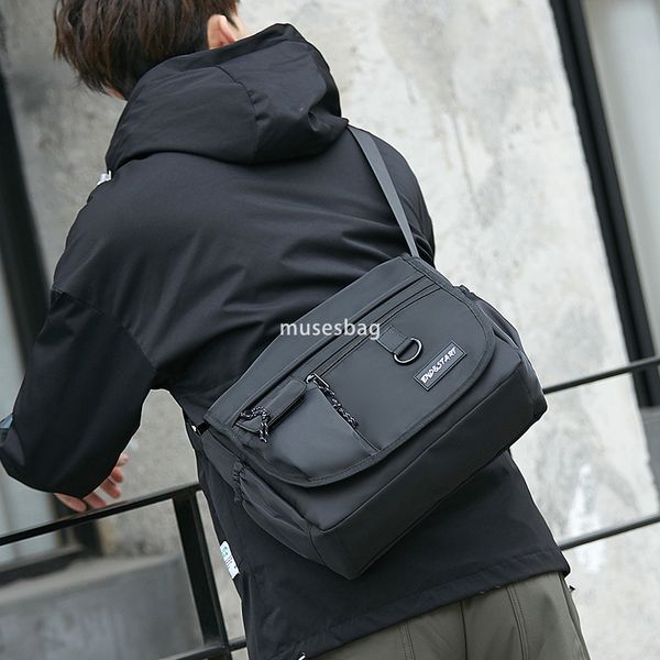 

Crossbody bag Men's Japanese fashion messenger bag Casual canvas bag shoulder bag Student large capacity crossspan backpack, Black