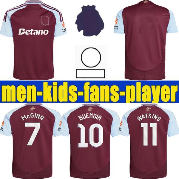 

new 24 25 Soccer Jerseys Kids Kit Home 2025 2024 AsTOn VilLaS Football Shirt Training Away Fans Version Camisetas Futbol MINGS McGINN BUENDIA WATKINS Maillot Foot 777, Pink