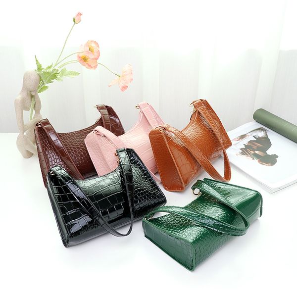 

Crocodile Pattern Bag 2024 New Women's Bag Casual Fashion Women's Handbag, Coffee