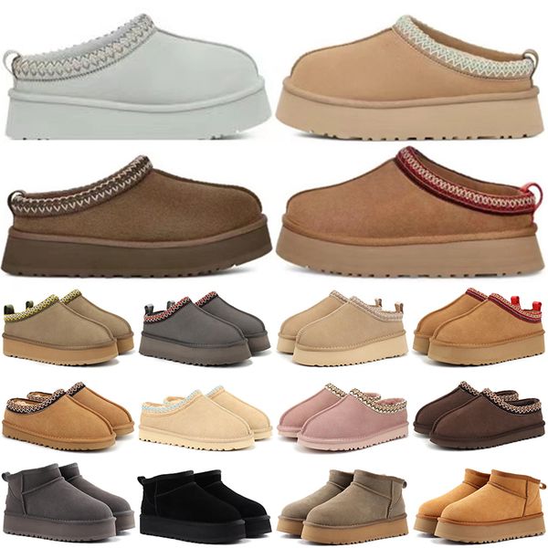 

designer tasman slippers men women snow tazz sandals winter warm boots fur slipper ankle short bow khaki black pink booties womens sandales sandalias boot, Champagne