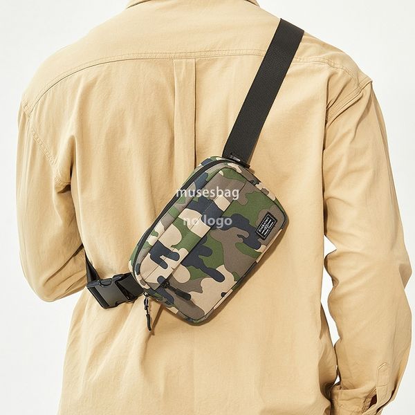 

Men's backpack general fashion brand crossbody bag camouflage multi-functional chest bag outside single shoulder tactical small bag mobile phone men and women, Black