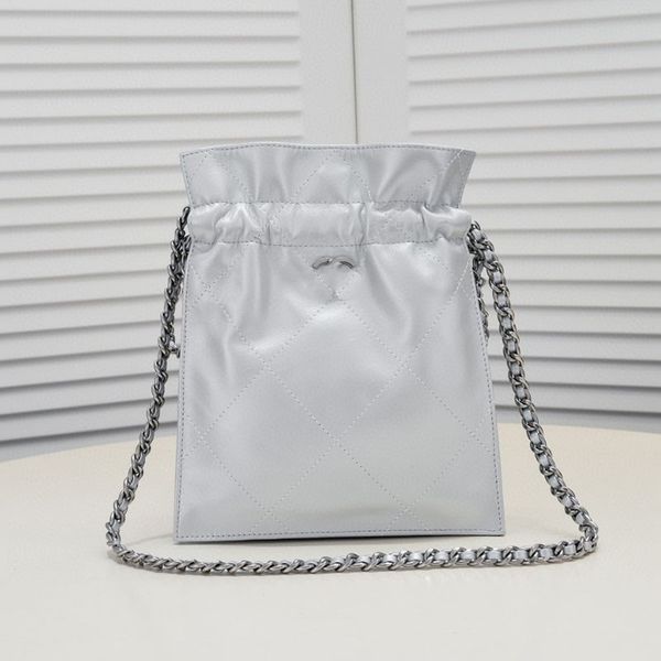

Large Capacity Female Designer Drawstring Garbage Bag Casual Tote Braided Zipper Quilted Diamond Leather Strap Portable Crossbody Bag, Black