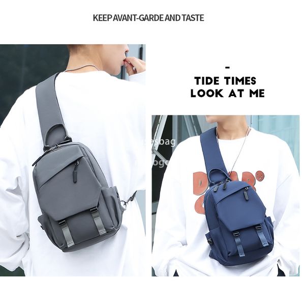 

Chest bag men's crossbody chest bag Oxford boys fashion sports bag ins fashion brand large capacity single shoulder crossbody bag bag, Black