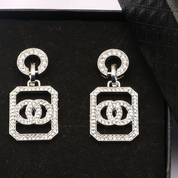 

Gold Sier color Snumber Double Dangle Drop Metal Earring Ear Studs For Women Wedding Party Jewelr designer stud earrings 19Style