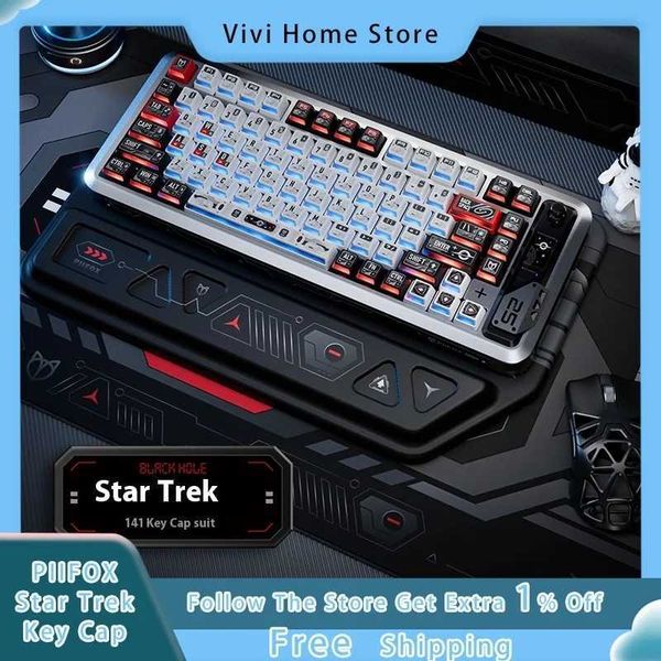 Piifox Star Trek Nuclear Powered PBT Transparent Five Sided Thermal Sublimation Translucent Customized Game Keyboard KeycapsM240715