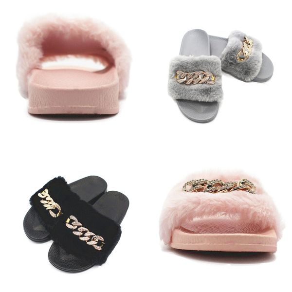 

2024 Fashion Women's Summer rubber flat bottom Necklace decoration Slippers Grey Brown Indoor Comfortable Thick Plush Size 35-41, Blue