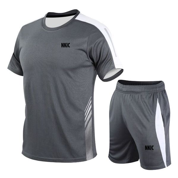 

men's sportswear short sleeved T-shirt and sports shorts summer casual Brand Tracksuits jogging pants set men's two-piece set Plus Size 5XL, White 1