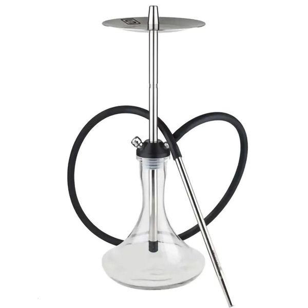 

Stainless Steel Hookah Set w/ Silicone Hose, Metal Tray, and Tongs