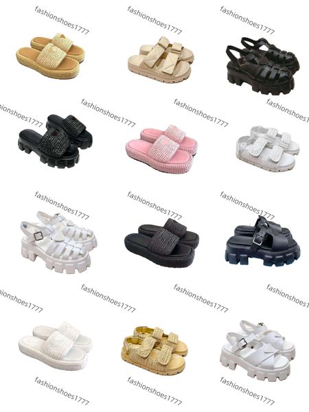 

plats designer sliders high heels shoes design style platform Slides 2024 Summer New Style luxury Brand Designer chunky leisure Sandals Thick Sole size 35-42 pj1, Color 10