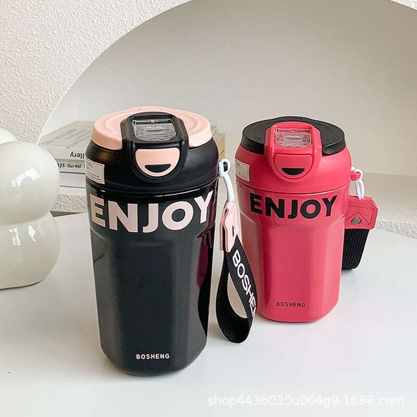 

Straw Insulated 316 Stainless Steel Coffee Portable Office Water Female High Beauty Dual Drinking Cup, Black