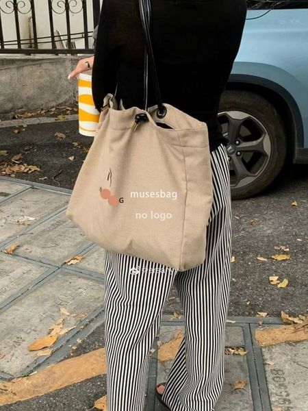 

New high quality letter-printed large capacity Tote holiday cotton-linen canvas bag shoulder bag handbag, Khaki