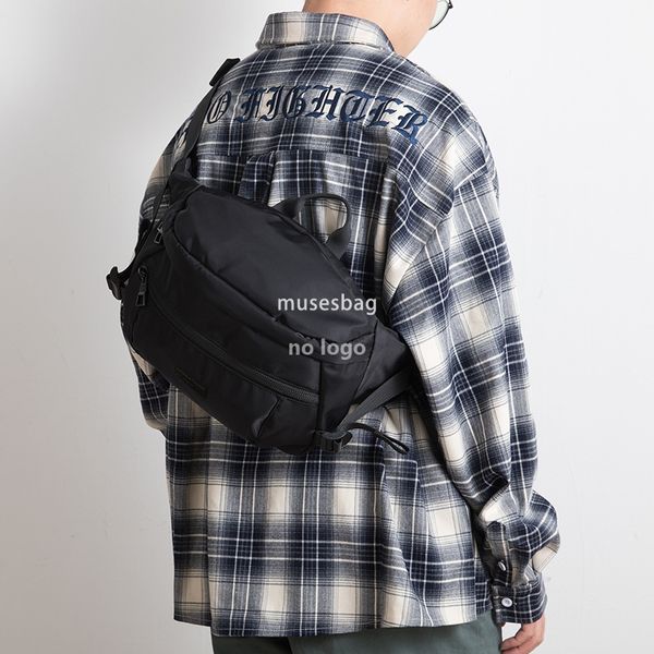 

Street trend large capacity men's chest bag personality outdoor sports riding bag Fashion casual waist bag crossbody bag, Black