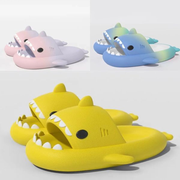 

Fashion shoes men's Summer rubber flat bottom Cute little shark appearance Slippers Black blue green pink Bathroom sandal outdoor Pool sandy beach Slippers Size 36-45, Fuchsia