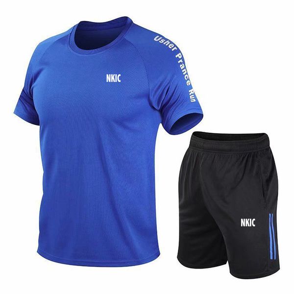 

Men's Brand Clothing Summer Sports Suit Comfortable Breathable Mesh Running Sets Jogging Fitness Tracksuit Men Training Jersey Plus Size 5XL, White 1
