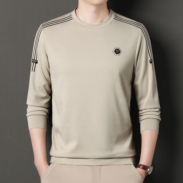 

New hoodie men's spring fashion trend brand long sleeved T-shirt men's cotton round neck casual base shirt men, Black