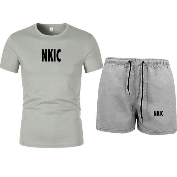 

Summer Mens Brand Tracksuit Casual Jogging Short Sleeve Suit Comfort Loose Man Training Jersey Cotton T-shirts Sport Short 2-Piece Set S-2XL, Orange 1