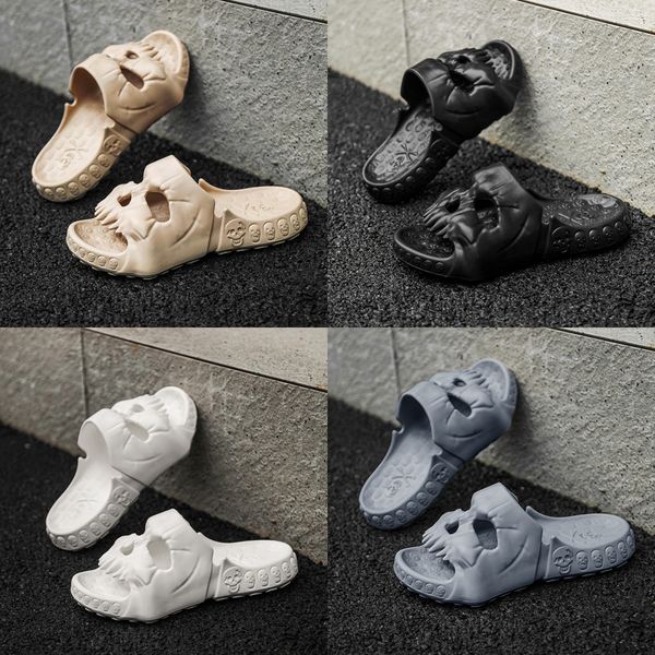 

Free shipping Fashion shoes Summer rubber flat Skull head decoration bottom brown Slippers Bathroom sandal outdoor Pool sandy beach Slippers Size 40-45, Grey