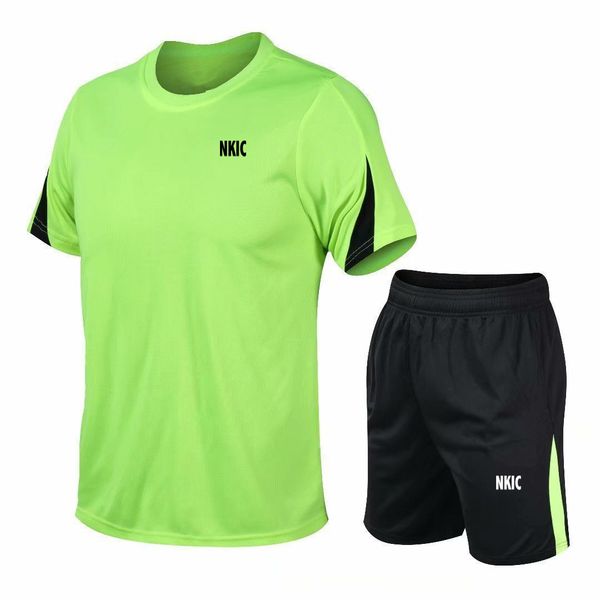 

Summer Short Sleeve T-Shirt Set Men Quick Dry T-shirt Shorts Male Fitness Competition Training T-shirt Brand Tracksuit Male Plus Size -5XL, White 1
